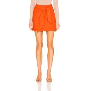 Revolve TIBI Linen Blend Mini Skirt w Optional Waist Tie Size 0 Poppy Color NWT